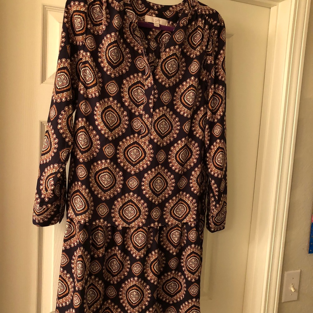 LOFT drop waist long sleeve dress size medium